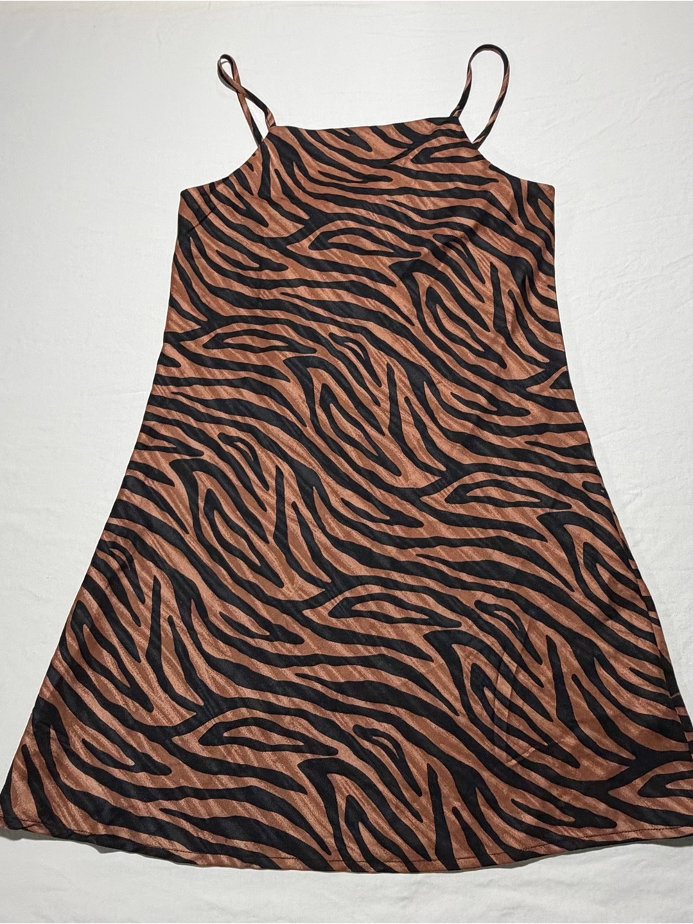 GB girls Brown and Black Zebra-Print Slip Dress